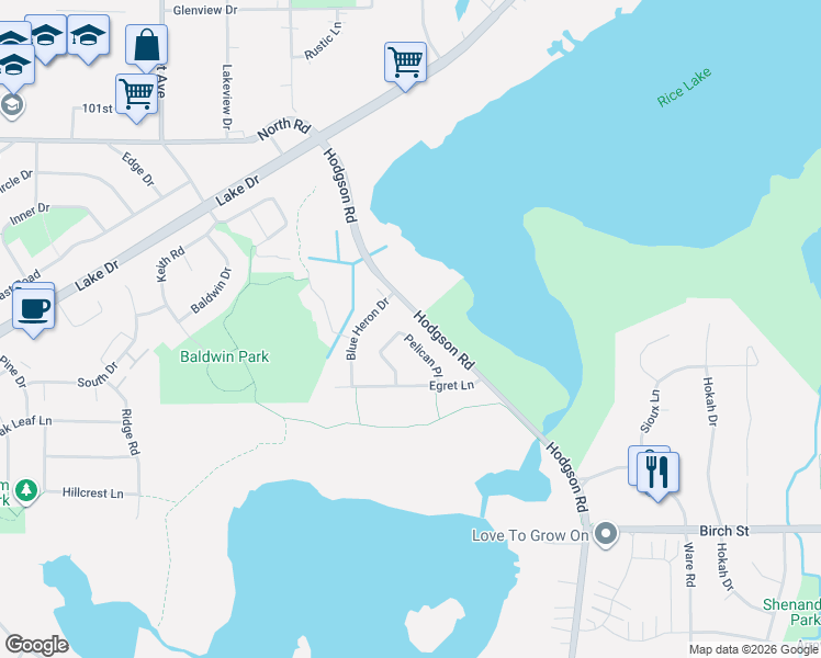 map of restaurants, bars, coffee shops, grocery stores, and more near 6692 Blue Heron Drive in Lino Lakes