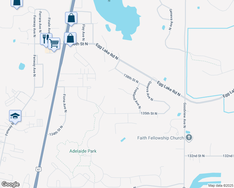 map of restaurants, bars, coffee shops, grocery stores, and more near 5900 Freeland Court North in Hugo