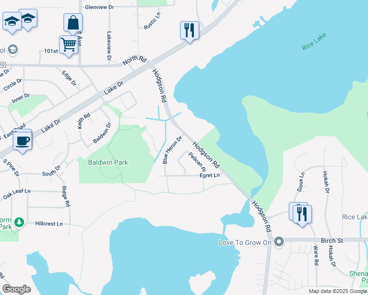 map of restaurants, bars, coffee shops, grocery stores, and more near 6692 Blue Heron Drive in Lino Lakes