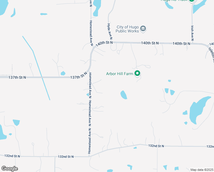 map of restaurants, bars, coffee shops, grocery stores, and more near 13605 Homestead Avenue North in Hugo