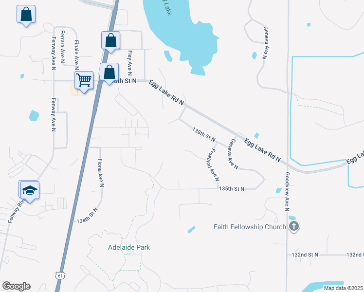 map of restaurants, bars, coffee shops, grocery stores, and more near 5900 Freeland Court North in Hugo