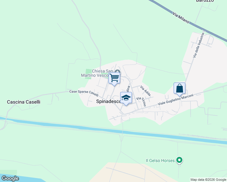 map of restaurants, bars, coffee shops, grocery stores, and more near in Spinadesco