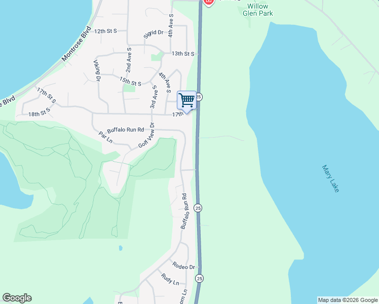 map of restaurants, bars, coffee shops, grocery stores, and more near 507 Buffalo Run Way in Buffalo