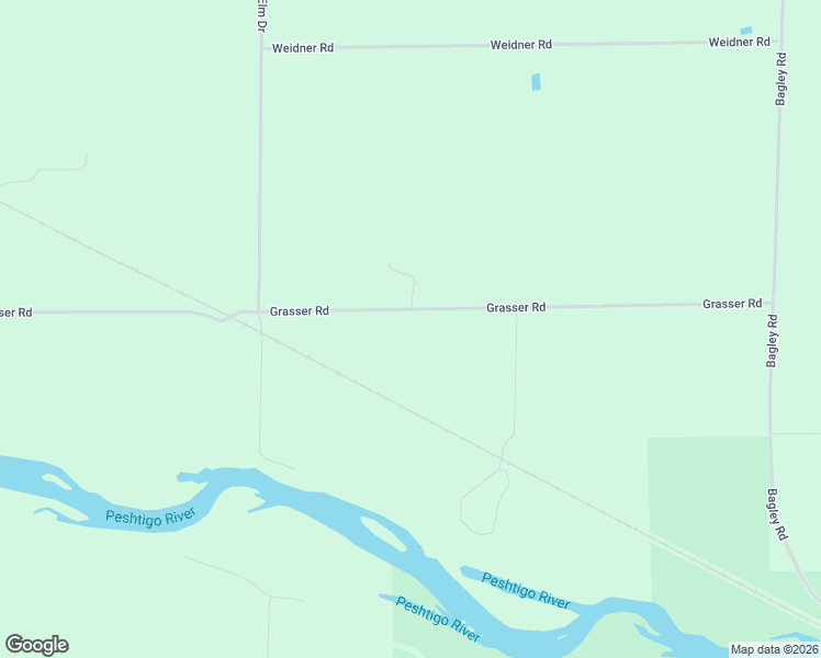 map of restaurants, bars, coffee shops, grocery stores, and more near W3587 Grasser Road in Marinette