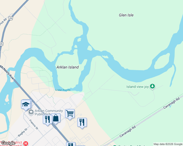 map of restaurants, bars, coffee shops, grocery stores, and more near 142 Arklan Road in Carleton Place