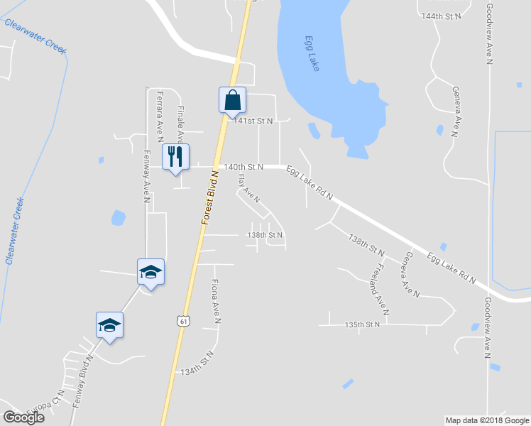 map of restaurants, bars, coffee shops, grocery stores, and more near 13876 Flay Avenue North in Hugo