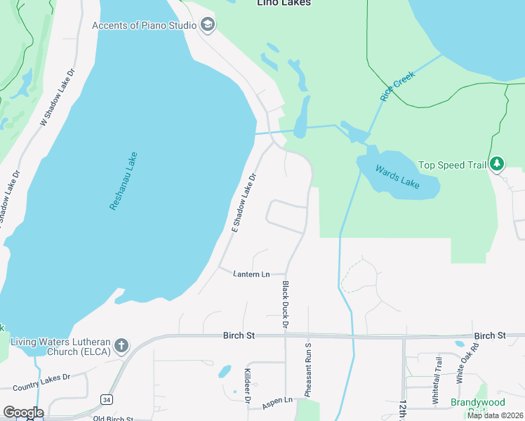 map of restaurants, bars, coffee shops, grocery stores, and more near 6723 Partridge Place in Lino Lakes