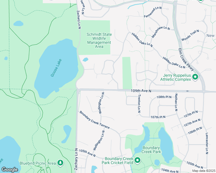 map of restaurants, bars, coffee shops, grocery stores, and more near 10629 Tanglewood Court North in Champlin
