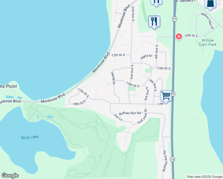 map of restaurants, bars, coffee shops, grocery stores, and more near 1507 Viking Dr in Buffalo