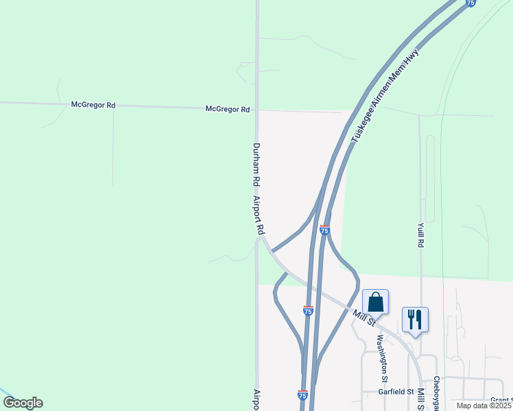 map of restaurants, bars, coffee shops, grocery stores, and more near County Road C-48 in Vanderbilt