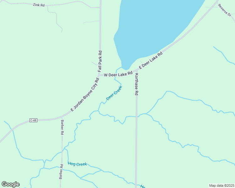 map of restaurants, bars, coffee shops, grocery stores, and more near 60 East Deer Lake Road in Boyne City