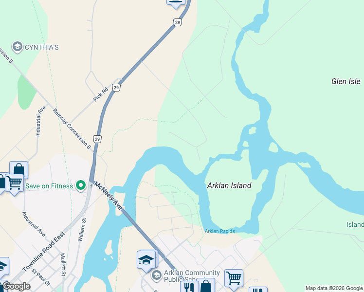 map of restaurants, bars, coffee shops, grocery stores, and more near 271 Patty Place in Carleton Place