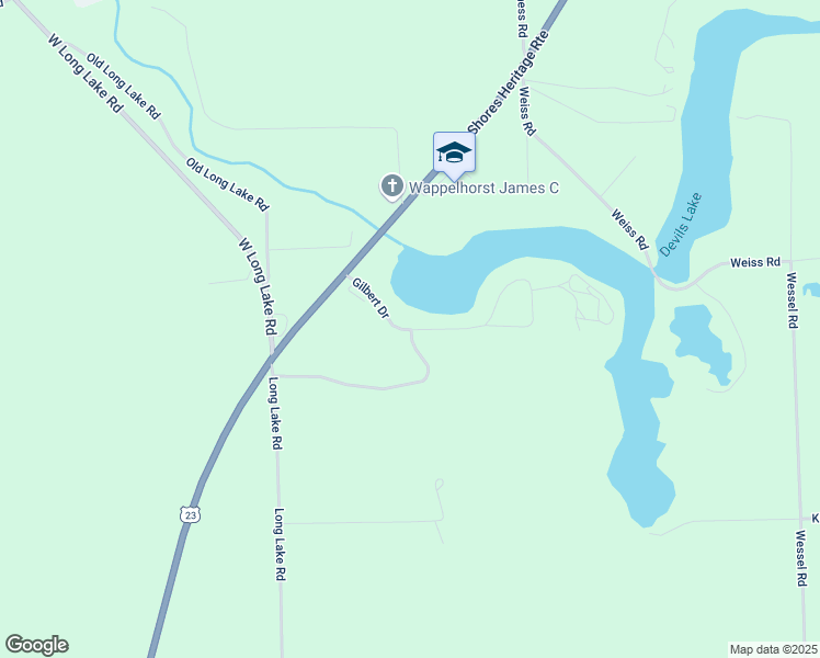map of restaurants, bars, coffee shops, grocery stores, and more near 3599 Gilbert Drive in Alpena