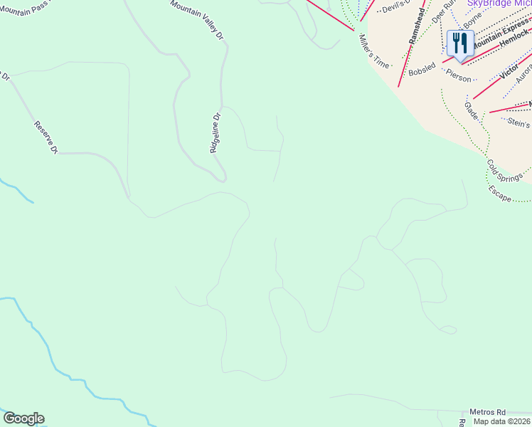 map of restaurants, bars, coffee shops, grocery stores, and more near 3550 Reserve Drive in Boyne Falls