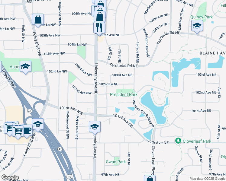map of restaurants, bars, coffee shops, grocery stores, and more near 10143 3rd Street Northeast in Minneapolis