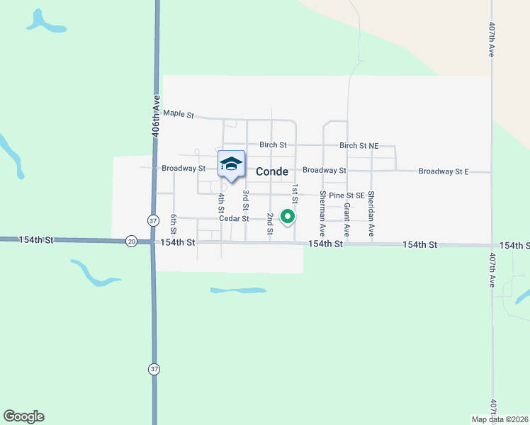 map of restaurants, bars, coffee shops, grocery stores, and more near 201-299 Pine Street Southwest in Conde