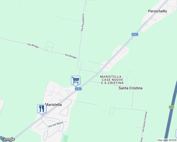 map of restaurants, bars, coffee shops, grocery stores, and more near 25 Via Carbonera in Persichello