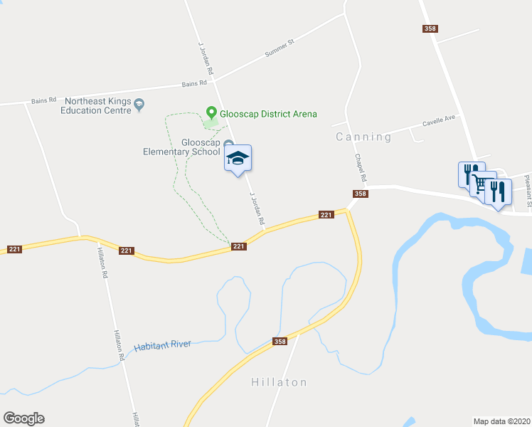 map of restaurants, bars, coffee shops, grocery stores, and more near 954 J Jordan Road in Canning