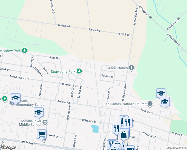 map of restaurants, bars, coffee shops, grocery stores, and more near 850 Explorer Avenue in Molalla