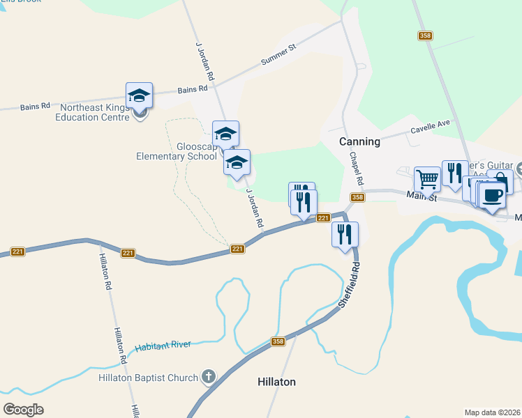 map of restaurants, bars, coffee shops, grocery stores, and more near 964 J Jordan Road in Canning