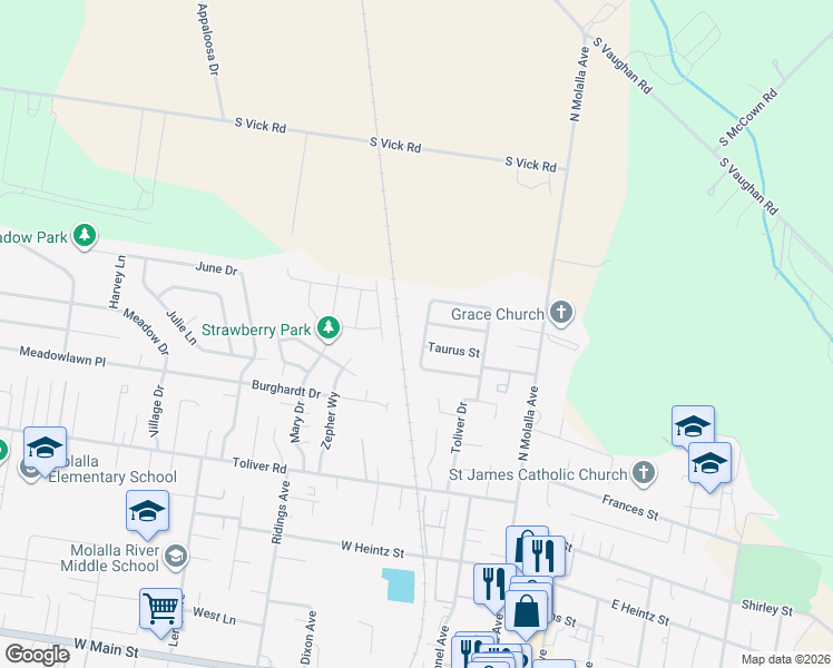 map of restaurants, bars, coffee shops, grocery stores, and more near 850 Explorer Avenue in Molalla