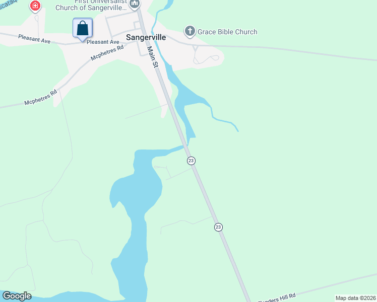map of restaurants, bars, coffee shops, grocery stores, and more near 30 Maine 23 in Sangerville