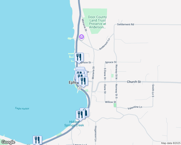 map of restaurants, bars, coffee shops, grocery stores, and more near in Ephraim