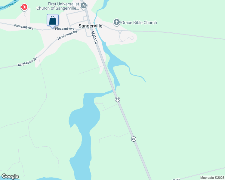 map of restaurants, bars, coffee shops, grocery stores, and more near 30 Maine 23 in Sangerville