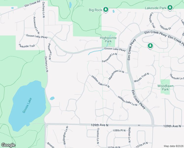 map of restaurants, bars, coffee shops, grocery stores, and more near 10530 Hidden Oaks Lane North in Champlin