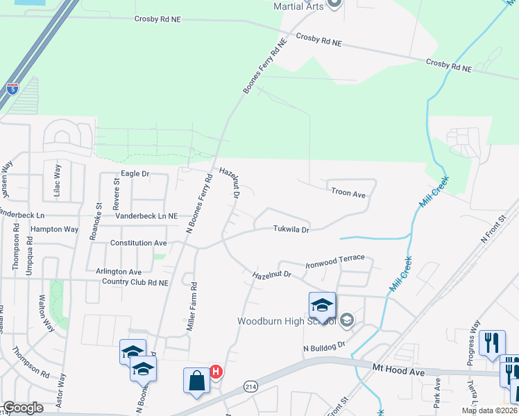 map of restaurants, bars, coffee shops, grocery stores, and more near 761 Fairwood Crescent Drive in Woodburn