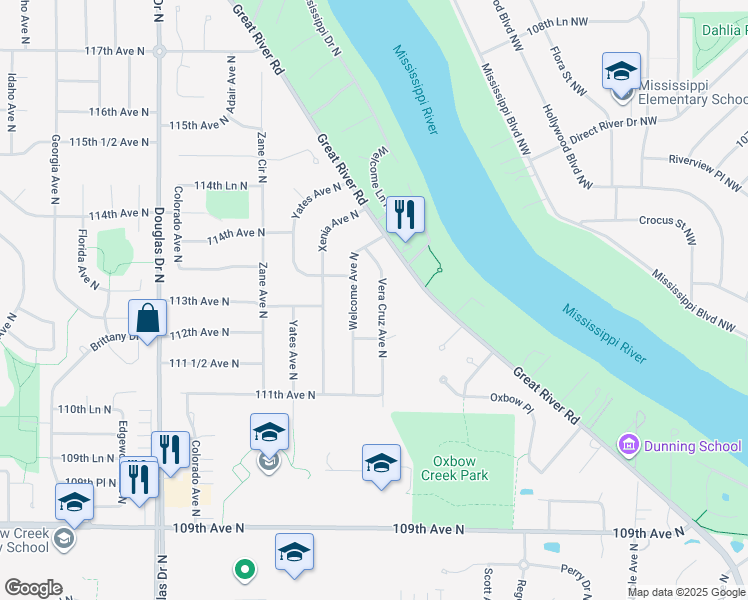 map of restaurants, bars, coffee shops, grocery stores, and more near 11232 Vera Cruz Avenue North in Champlin