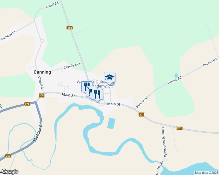 map of restaurants, bars, coffee shops, grocery stores, and more near 994 Pleasant St in Canning