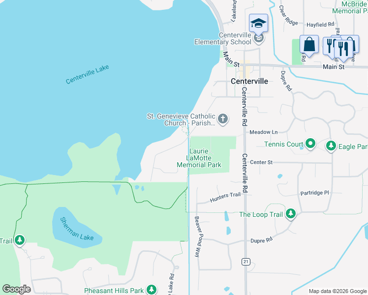 map of restaurants, bars, coffee shops, grocery stores, and more near 1590 Lamotte Drive in Hugo