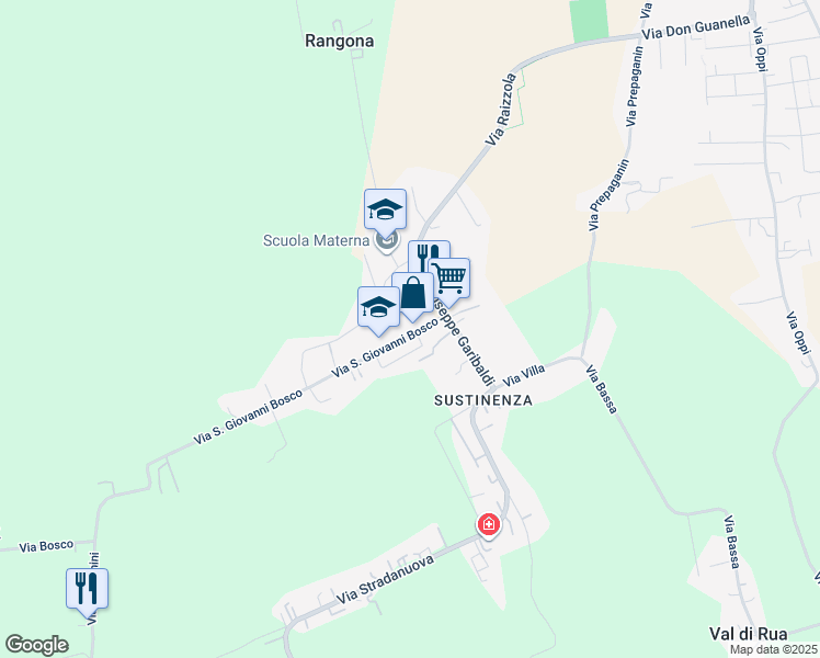 map of restaurants, bars, coffee shops, grocery stores, and more near 23 Via San Giovanni Bosco in Casaleone