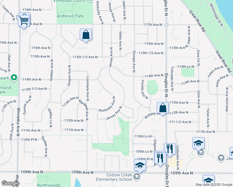 map of restaurants, bars, coffee shops, grocery stores, and more near 11288 Kentucky Avenue North in Champlin