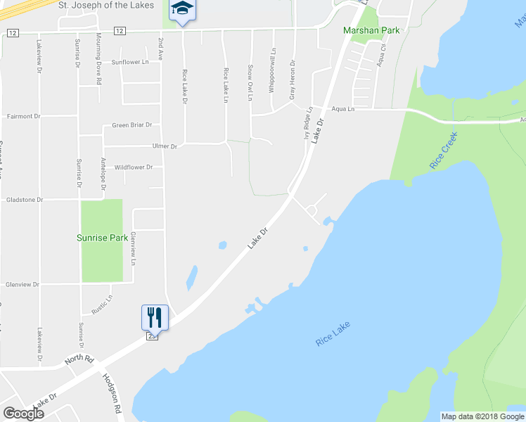 map of restaurants, bars, coffee shops, grocery stores, and more near 6975 Lake Drive in Circle Pines