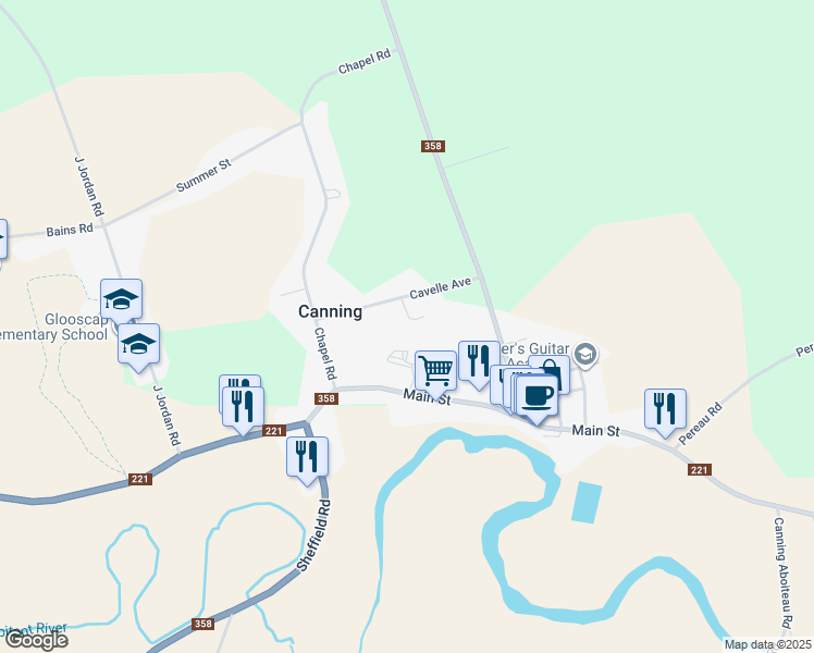 map of restaurants, bars, coffee shops, grocery stores, and more near 1033 Cavelle Terrace in Canning
