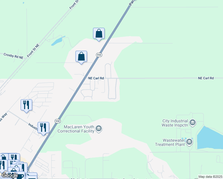 map of restaurants, bars, coffee shops, grocery stores, and more near 11842 Northeast Chateau Drive in Woodburn
