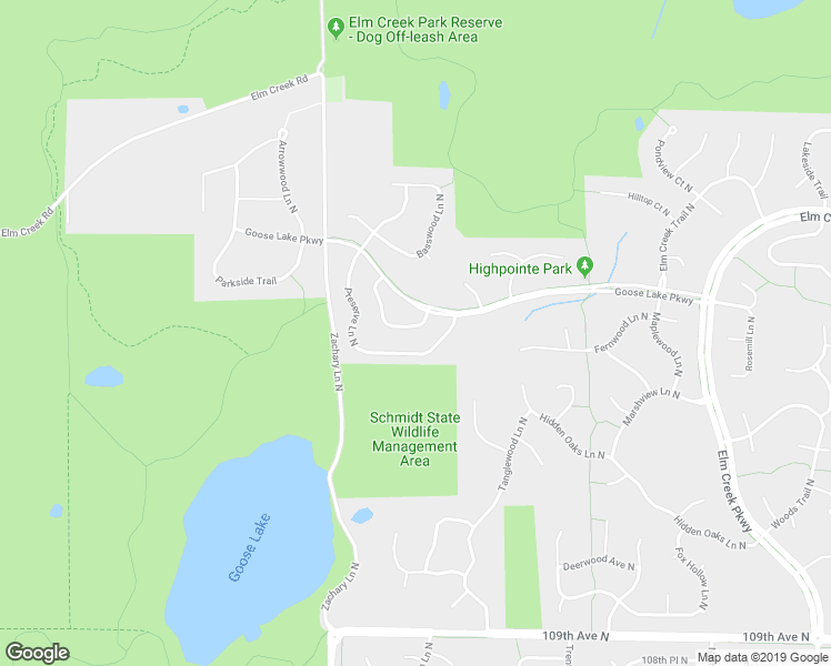 map of restaurants, bars, coffee shops, grocery stores, and more near 11323 Hillcrest Drive North in Champlin