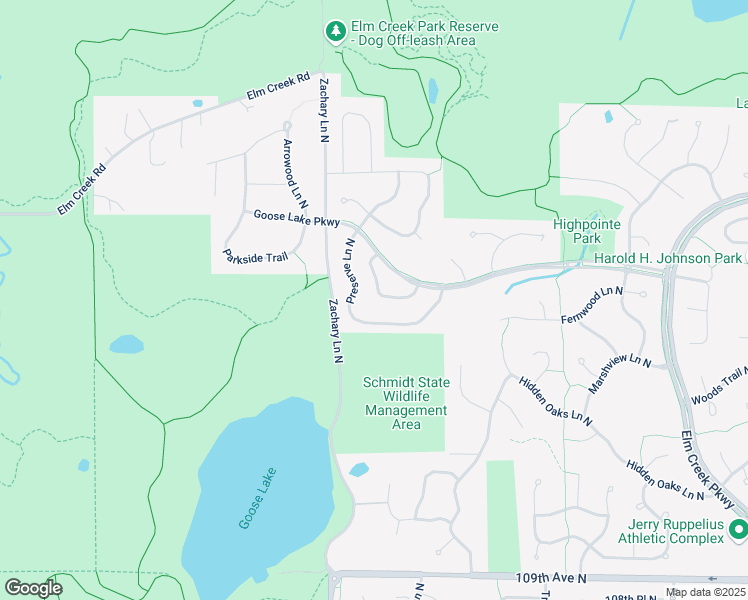 map of restaurants, bars, coffee shops, grocery stores, and more near 11351 Hillcrest Dr N in Champlin