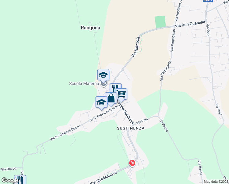 map of restaurants, bars, coffee shops, grocery stores, and more near 8B Via Garibaldi Giuseppe in Casaleone