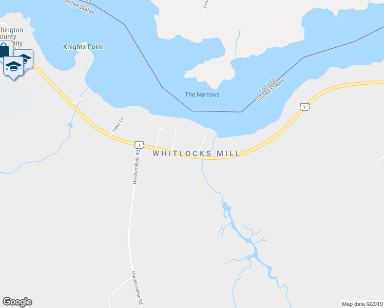 map of restaurants, bars, coffee shops, grocery stores, and more near 75 South River Road in Calais