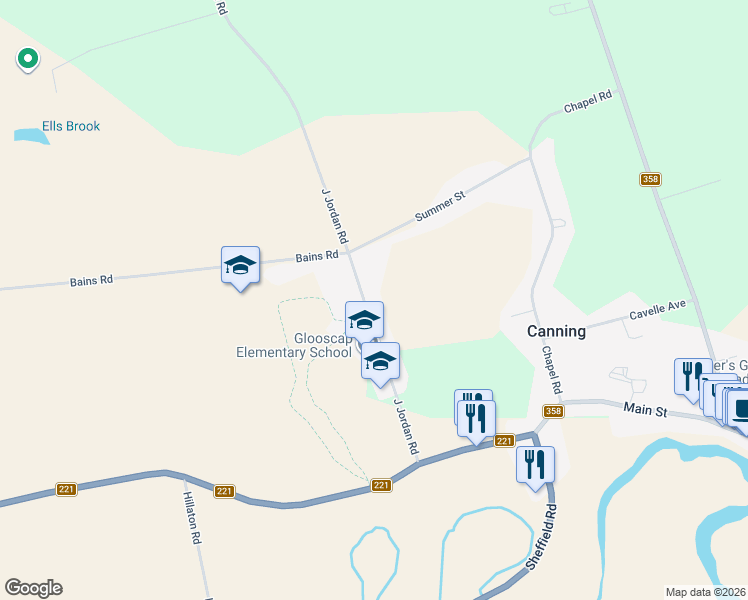 map of restaurants, bars, coffee shops, grocery stores, and more near 1064 J Jordan Road in Canning