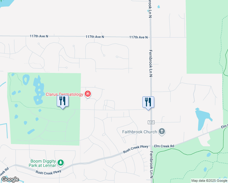 map of restaurants, bars, coffee shops, grocery stores, and more near 14800 113th Avenue North in Maple Grove