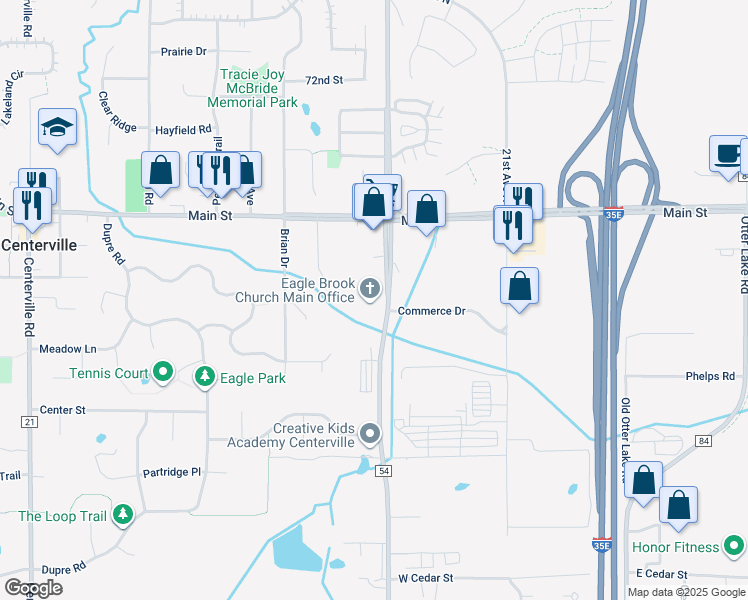 map of restaurants, bars, coffee shops, grocery stores, and more near 7015 20th Avenue South in Centerville