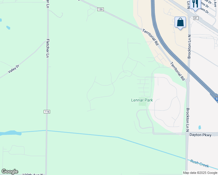 map of restaurants, bars, coffee shops, grocery stores, and more near 19995 114th Ave N in Maple Grove