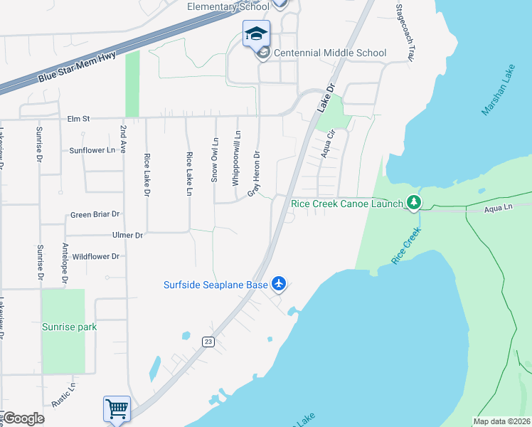 map of restaurants, bars, coffee shops, grocery stores, and more near 7127 Ivy Ridge Lane in Lino Lakes