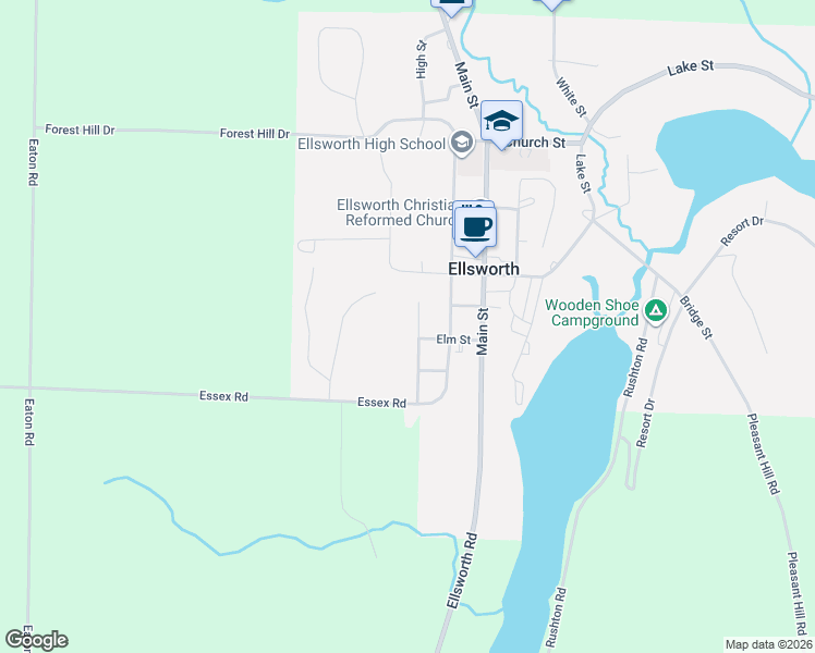 map of restaurants, bars, coffee shops, grocery stores, and more near 9093 Steeple View Road in Ellsworth