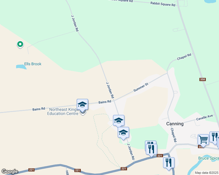map of restaurants, bars, coffee shops, grocery stores, and more near J Jordan Road in Canning