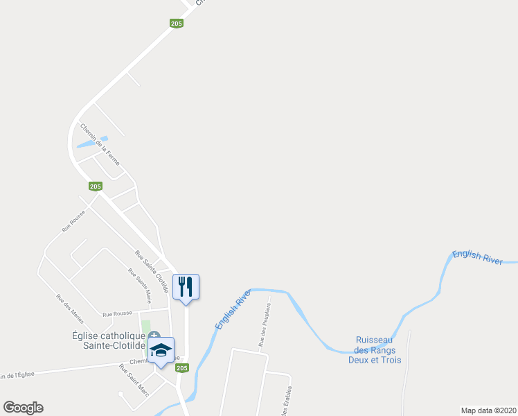 map of restaurants, bars, coffee shops, grocery stores, and more near 42 Rue des Hirondelles in Sainte-Clotilde-de-Châteauguay